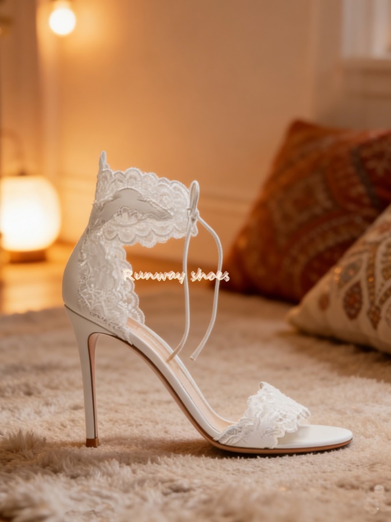 Gladiator Sandal Women - Scarpe da Sposa Bianche con Cinturino