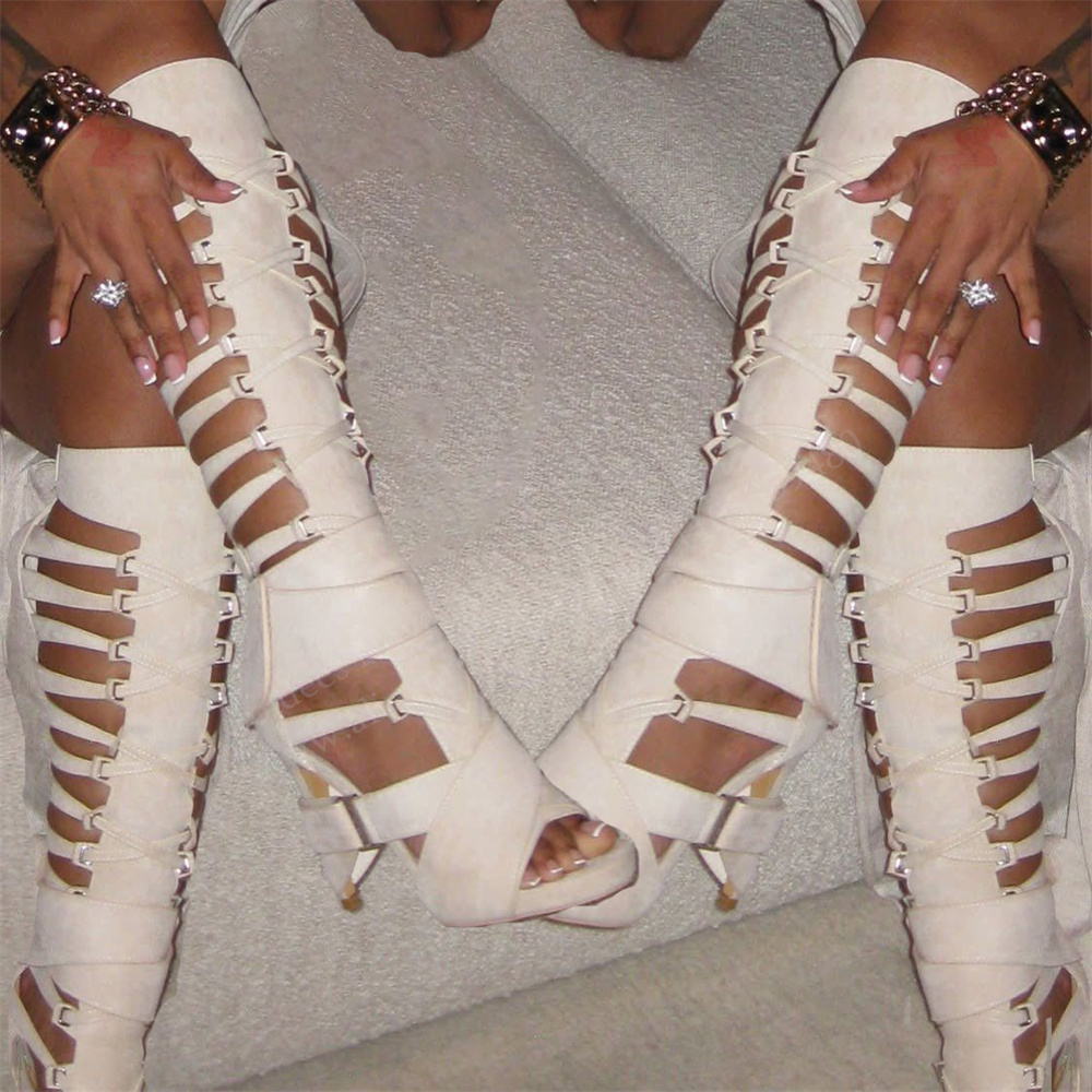 Gladiator Sandal Women - Sandali Lunghi Trendy con Tacco a