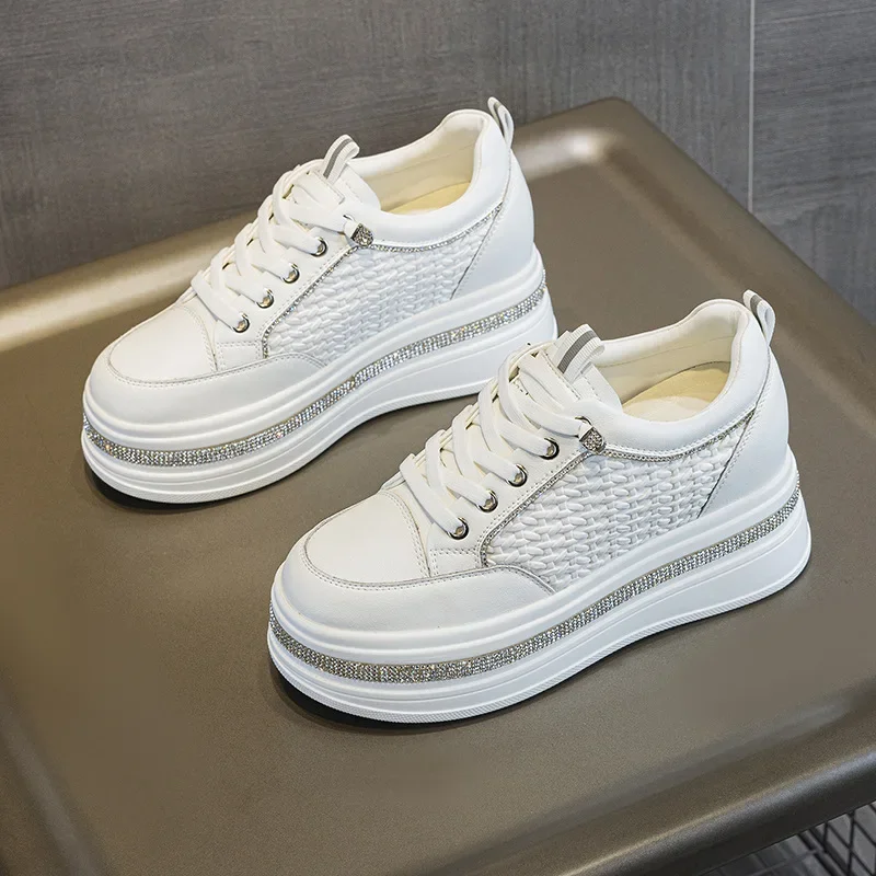 Platform Sneakers Chunky - Scarpe bianche in vera pelle da